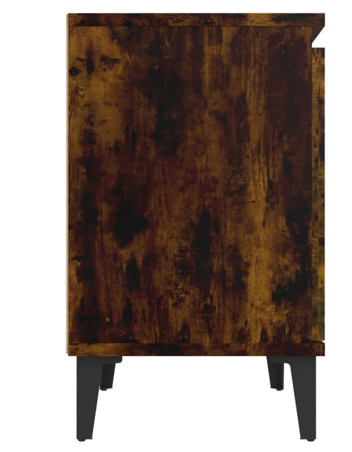 Încărcați imaginea în vizualizatorul Galerie, Noptieră cu picioare din metal, stejar afumat, 40x30x50 cm - Lando
