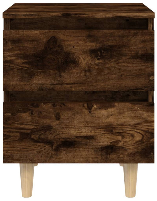 Загрузите изображение в средство просмотра галереи, Noptieră cu picioare din lemn masiv, stejar fumuriu, 40x35x50cm
