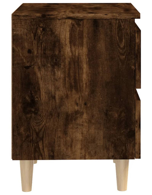 Загрузите изображение в средство просмотра галереи, Noptieră cu picioare din lemn masiv, stejar fumuriu, 40x35x50cm
