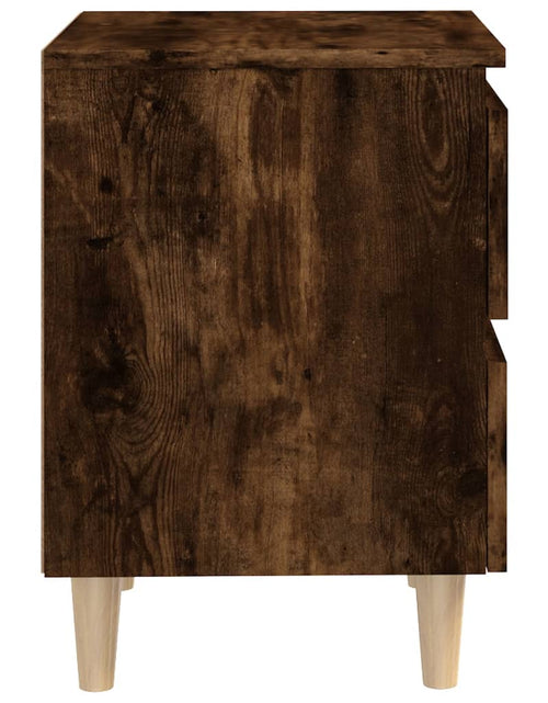 Încărcați imaginea în vizualizatorul Galerie, Noptiere picioare lemn masiv 2 buc. stejar fumuriu 40x35x50 cm - Lando

