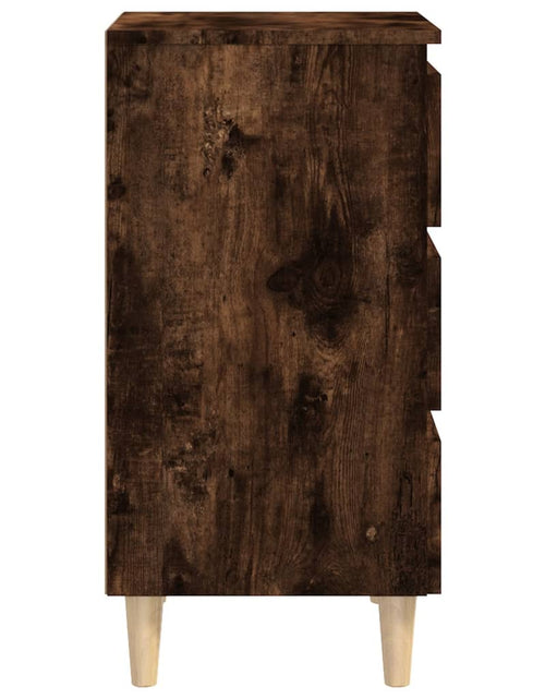 Загрузите изображение в средство просмотра галереи, Noptiere picioare lemn masiv 2 buc. stejar afumat 40x35x69 cm - Lando
