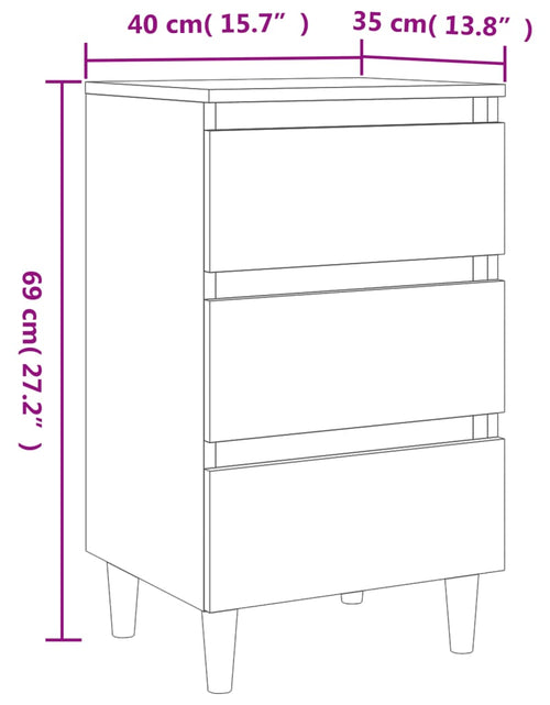 Încărcați imaginea în vizualizatorul Galerie, Noptiere picioare lemn masiv 2 buc. stejar maro, 40x35x69 cm - Lando
