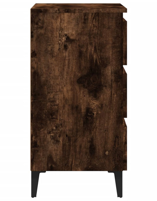 Încărcați imaginea în vizualizatorul Galerie, Noptiere picioare din metal 2 buc. stejar afumat, 40x35x69 cm - Lando
