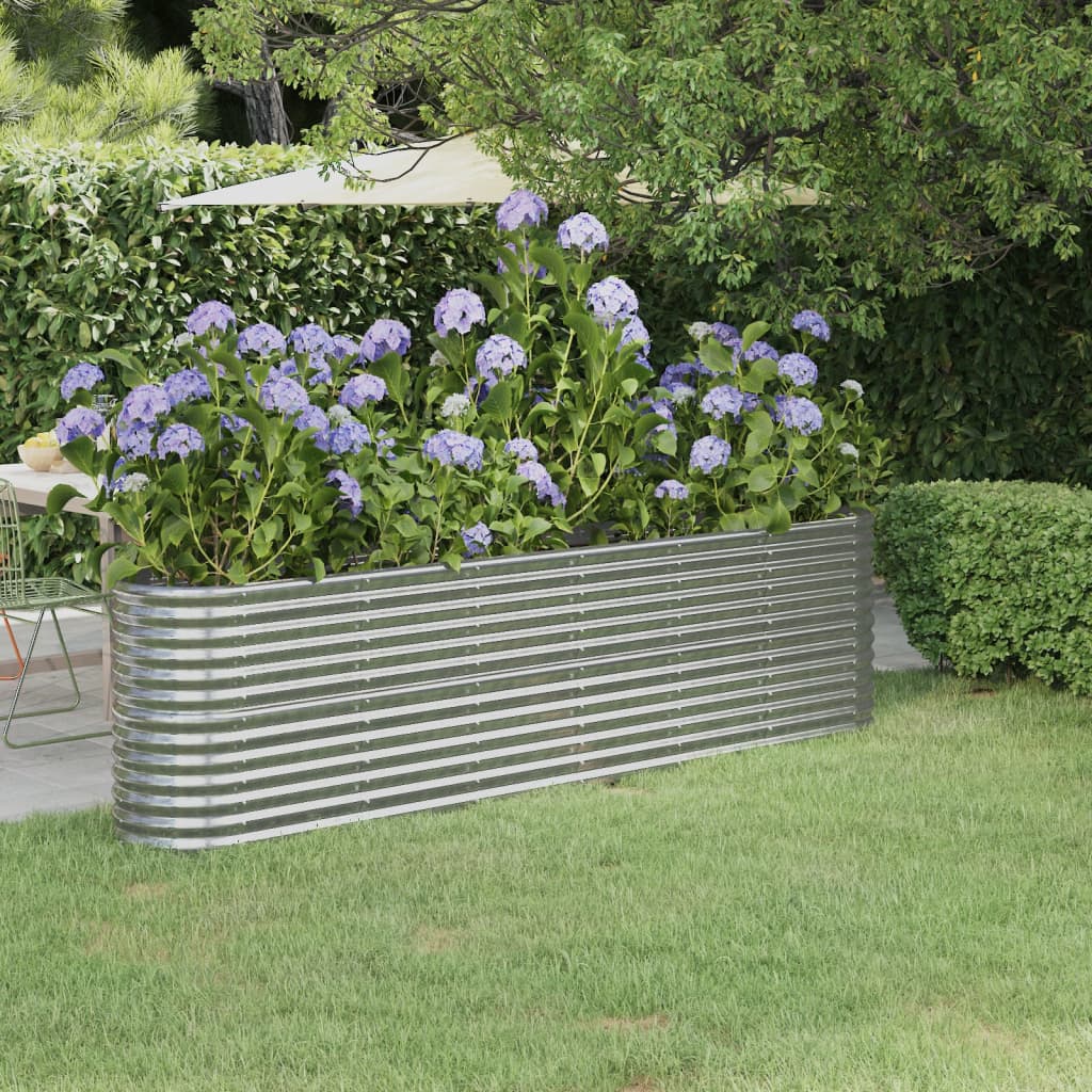 Lando-Jardinieră argintiu 260x40x68 cm oțel vopsit electrostatic- mobila