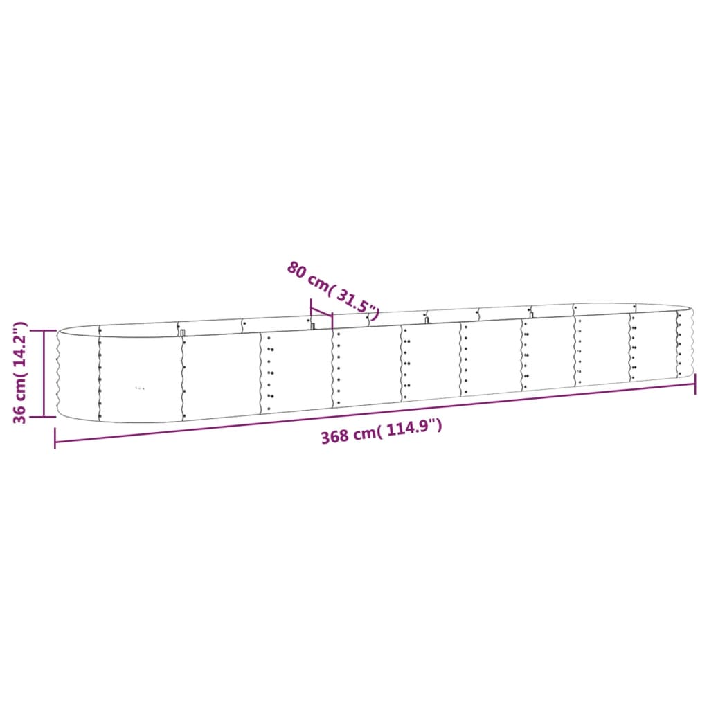 Strat înălțat grădină 368x80x36 cm oțel vopsit electrostatic - Lando