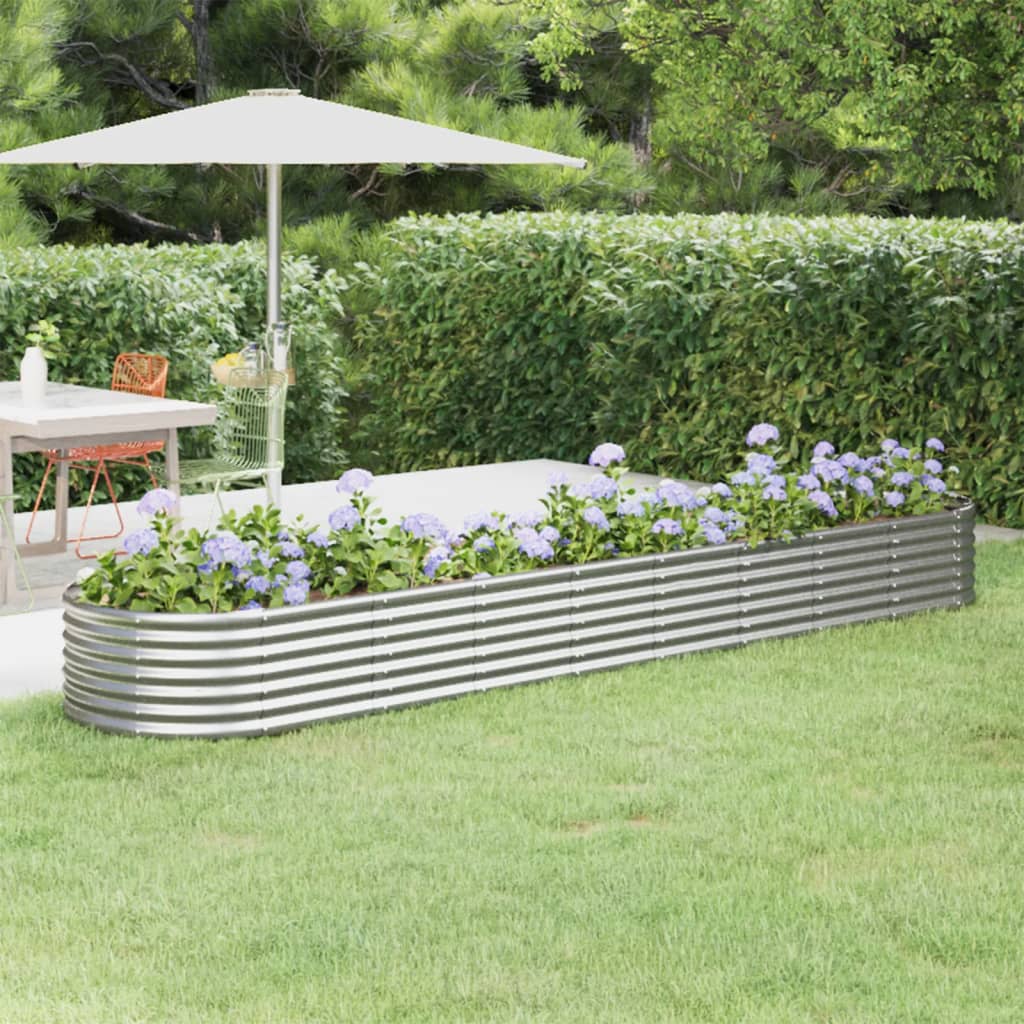 Lando-Jardinieră, argintiu, 368x80x36 cm, oțel vopsit electrostatic- mobila