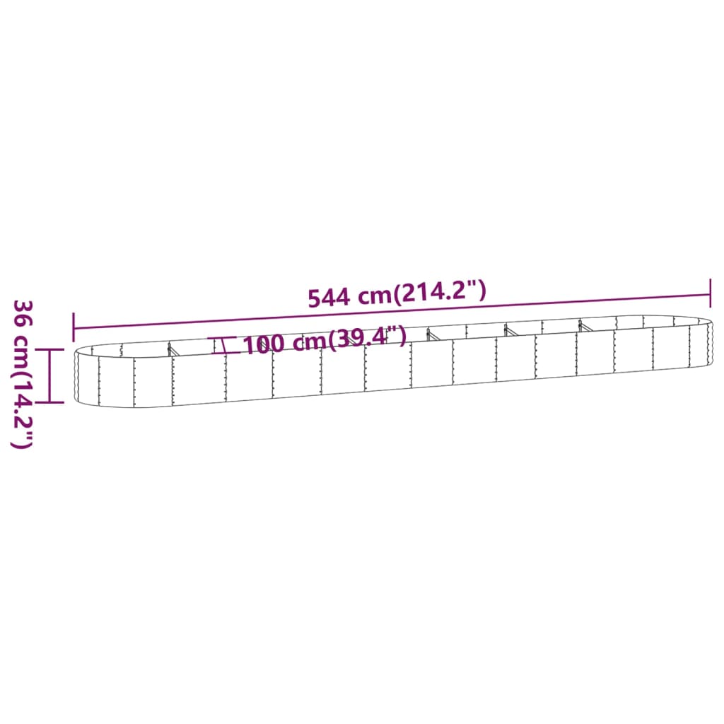 Jardinieră grădină verde 544x100x36cm oțel vopsit electrostatic Lando - Lando