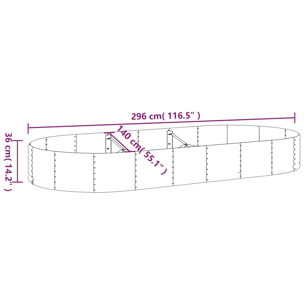 Strat înălțat grădină 296x140x36 cm oțel vopsit electrostatic - Lando