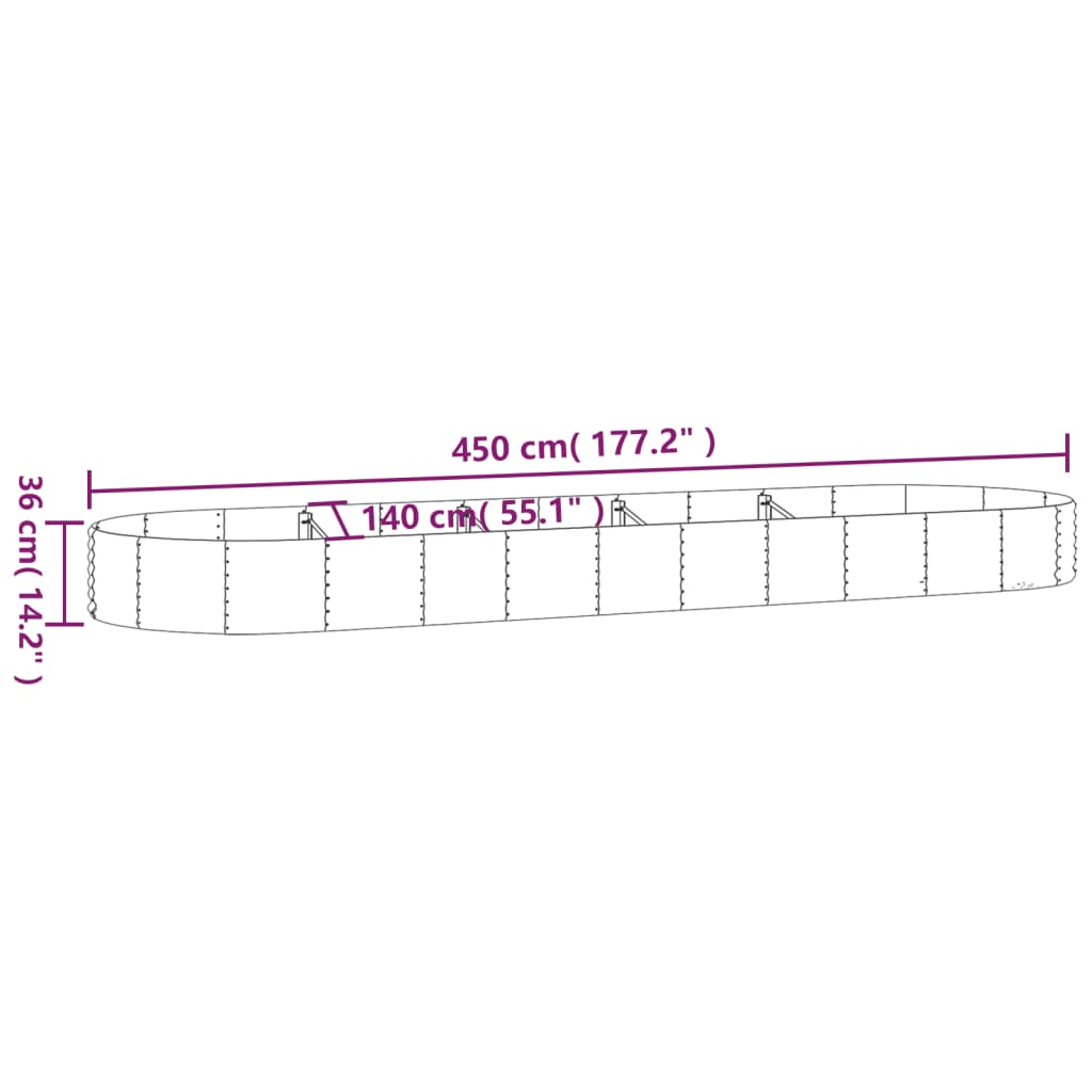 Strat înălțat grădină 450x140x36 cm oțel vopsit electrostatic - Lando