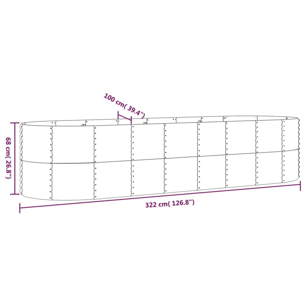 Jardinieră grădină verde 322x100x68cm oțel vopsit electrostatic Lando - Lando