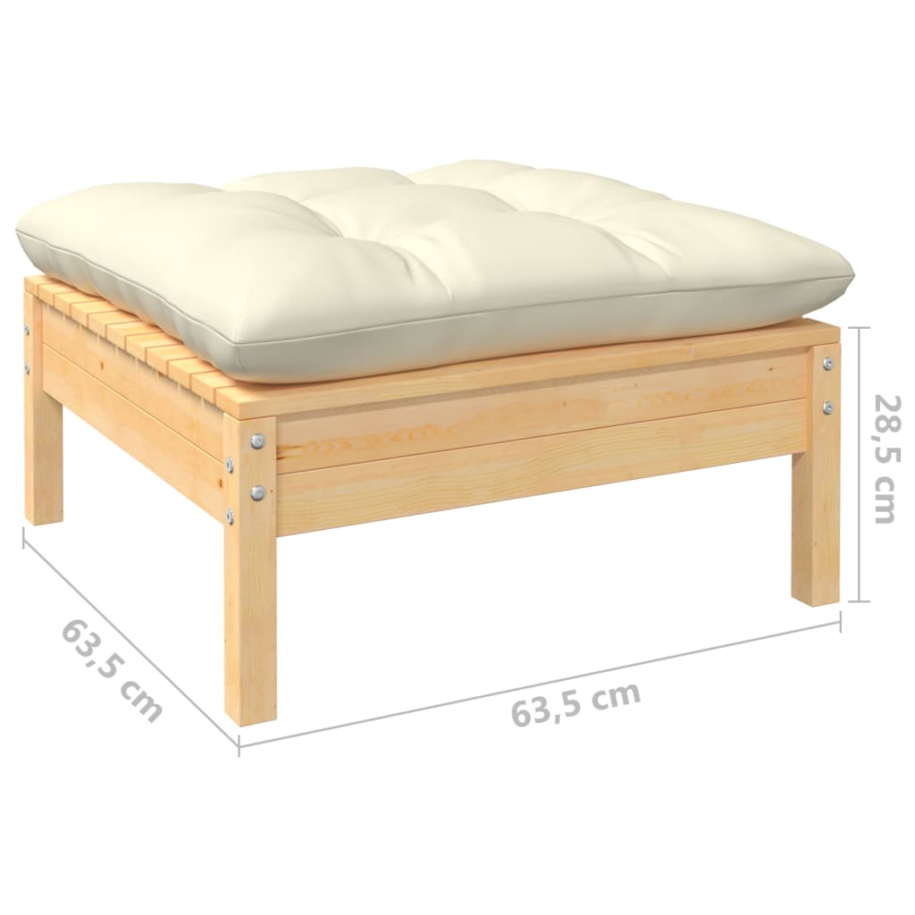 Set mobilier grădină cu perne, 9 piese, crem, lemn de pin - Lando