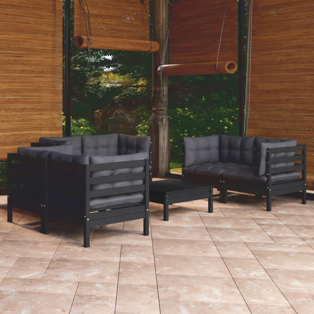 Set mobilier grădină cu perne, 7 piese, lemn masiv de pin - Lando