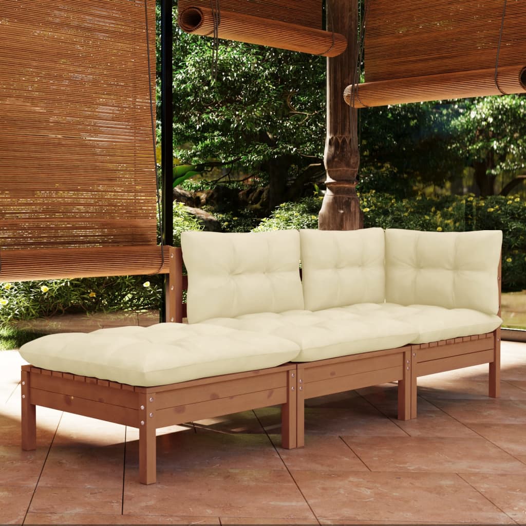 Set mobilier grădină cu perne, 3 piese, lemn masiv de pin - Lando