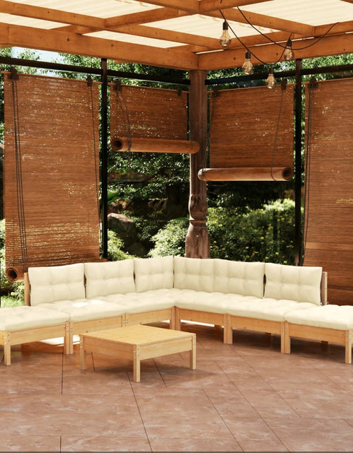 Încărcați imaginea în vizualizatorul Galerie, Set mobilier grădină cu perne crem, 8 piese, lemn de pin - Lando
