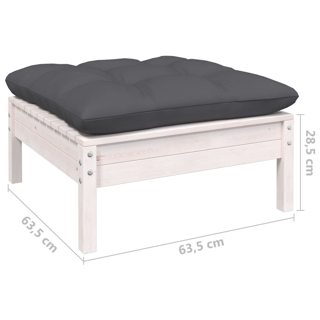 Set mobilier de grădină cu perne, 8 piese, alb, lemn de pin - Lando