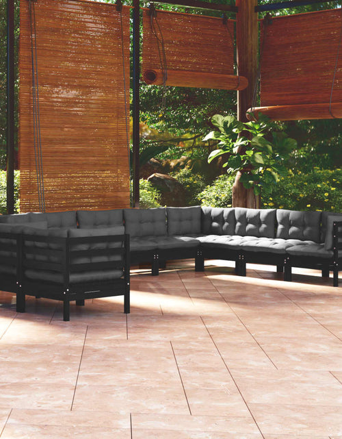 Încărcați imaginea în vizualizatorul Galerie, Set mobilier de grădină cu perne 10 piese negru lemn masiv pin - Lando
