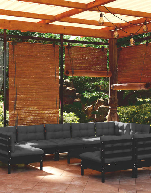 Încărcați imaginea în vizualizatorul Galerie, Set mobilier de grădină cu perne 10 piese negru lemn masiv pin - Lando
