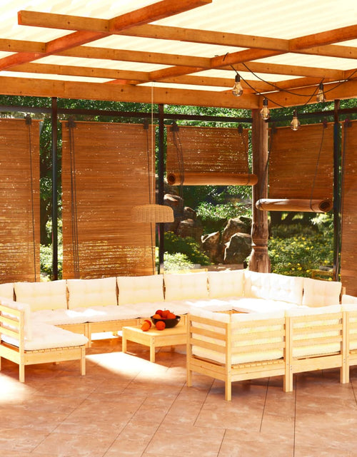 Încărcați imaginea în vizualizatorul Galerie, Set mobilier grădină cu perne crem, 14 piese, lemn masiv de pin - Lando
