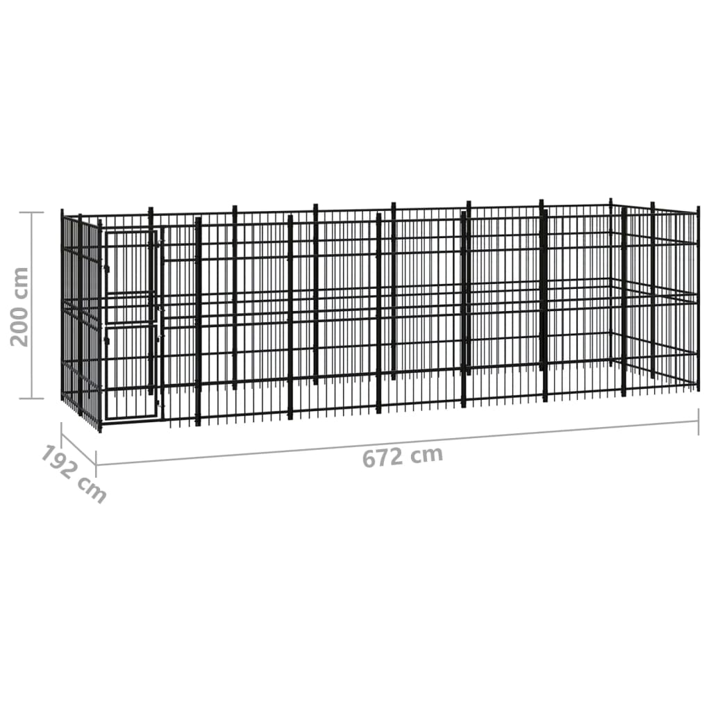 Padoc pentru câini de exterior, 12,9 m², oțel - Lando