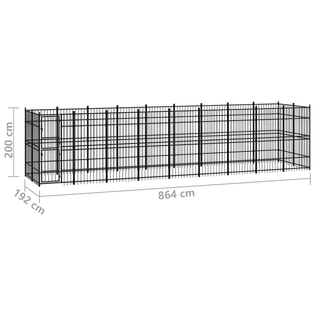 Padoc pentru câini de exterior, 16,59 m², oțel - Lando