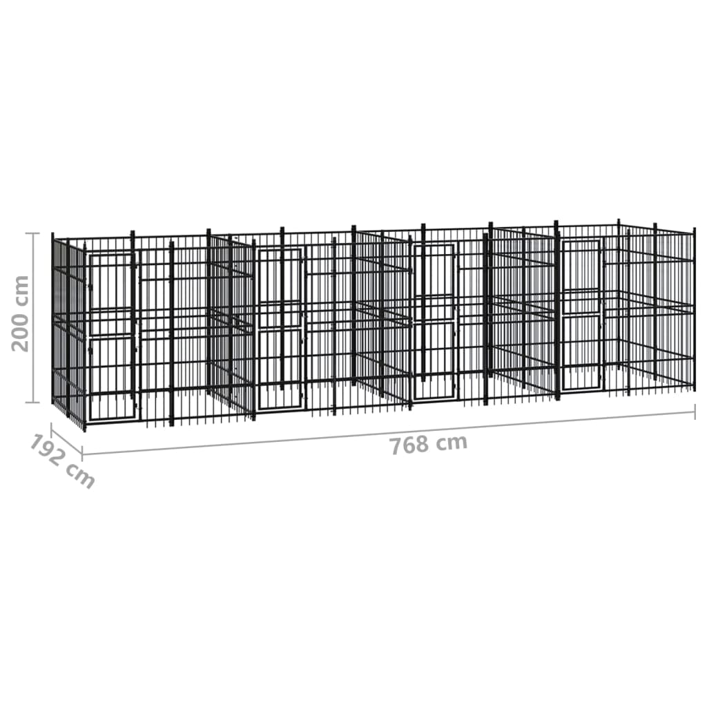 Padoc pentru câini de exterior, 14,75 m², oțel - Lando