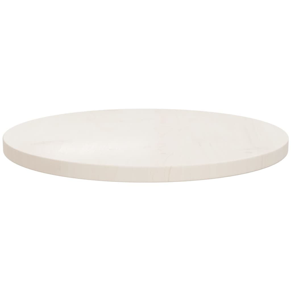 Blat de masă, alb, Ø50x2,5 cm, lemn masiv de pin - Lando