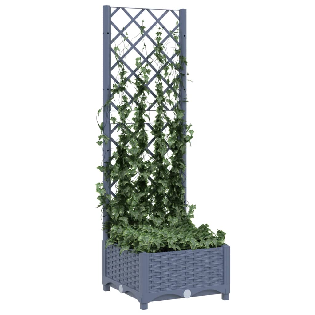 Jardinieră de grădină cu spalier,gri închis, 40x40x121,5 cm, PP - Lando