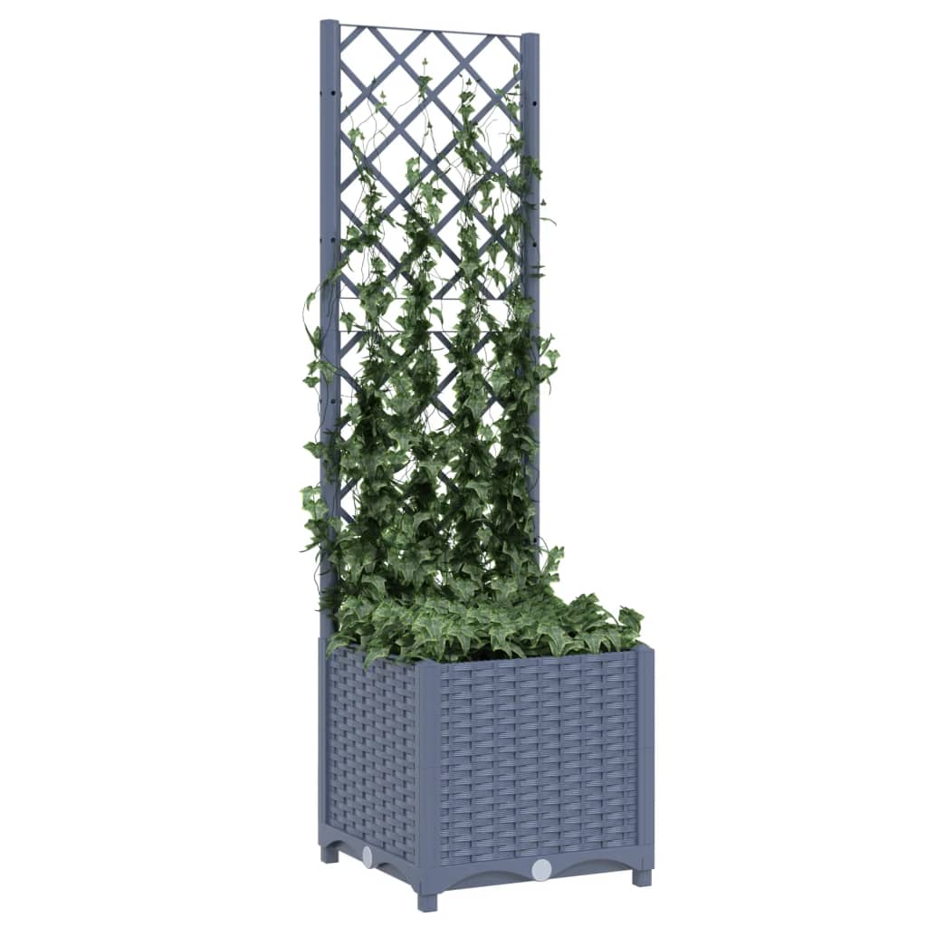 Jardinieră de grădină cu spalier,gri închis, 40x40x136 cm, PP - Lando