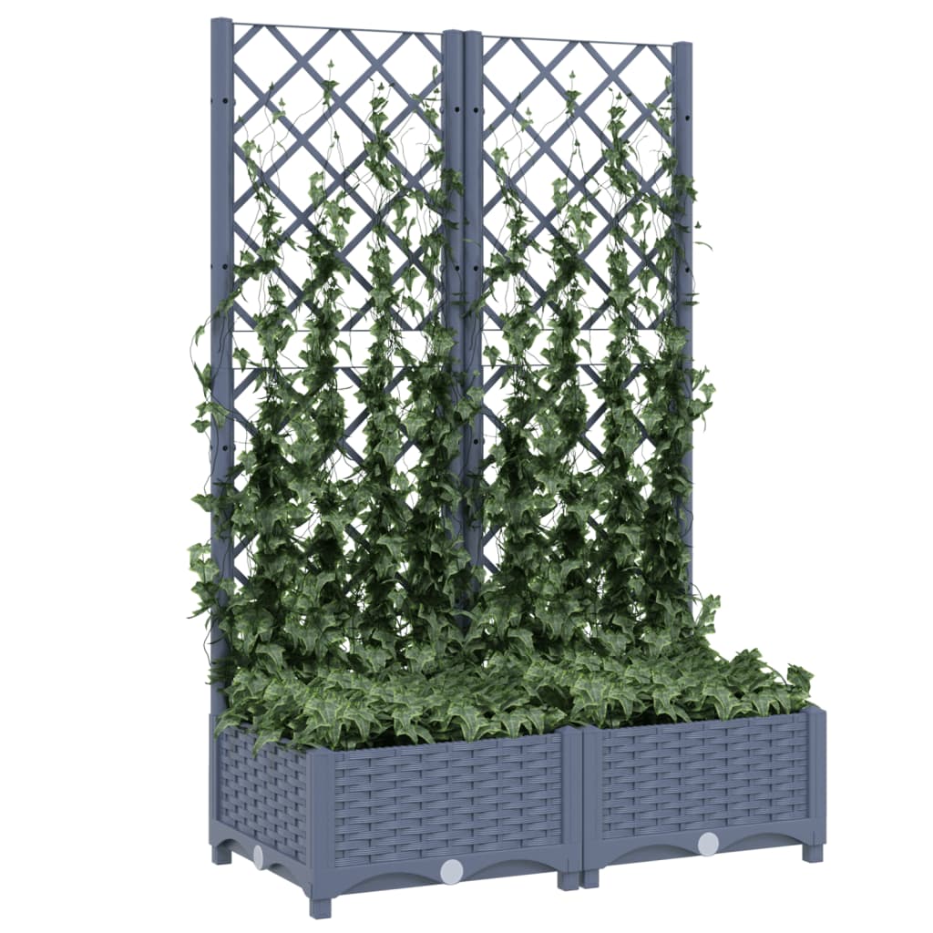 Jardinieră de grădină cu spalier,gri închis, 80x40x121,5 cm, PP - Lando