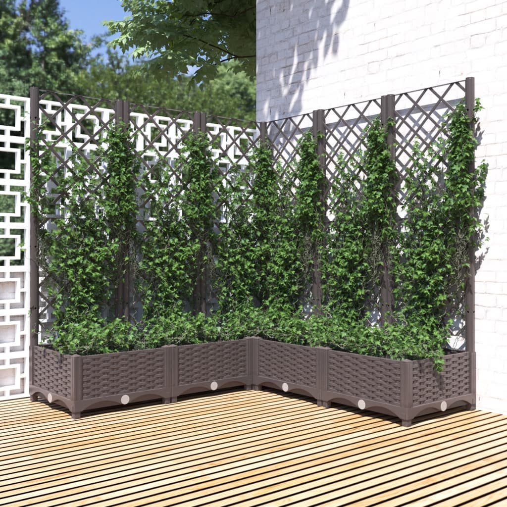 Jardinieră de grădină cu spalier, maro, 120x120x121,5 cm, PP - Lando