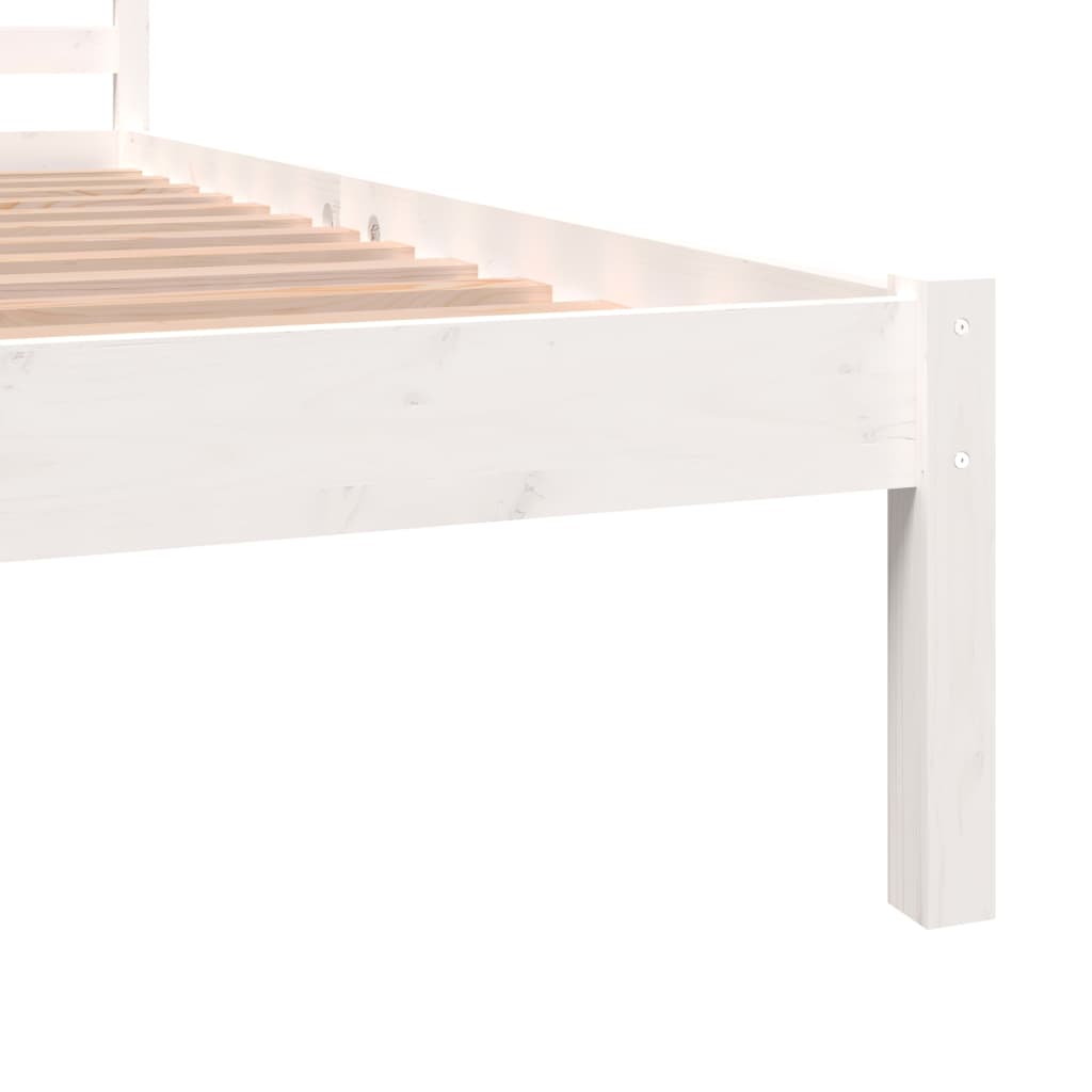 Cadru de pat mic dublu 4FT, alb, 120x190 cm, lemn masiv de pin - Lando
