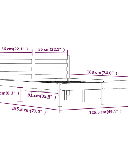 Загрузите изображение в средство просмотра галереи, Cadru de pat mic dublu 4FT, alb, 120x190 cm, lemn masiv de pin - Lando
