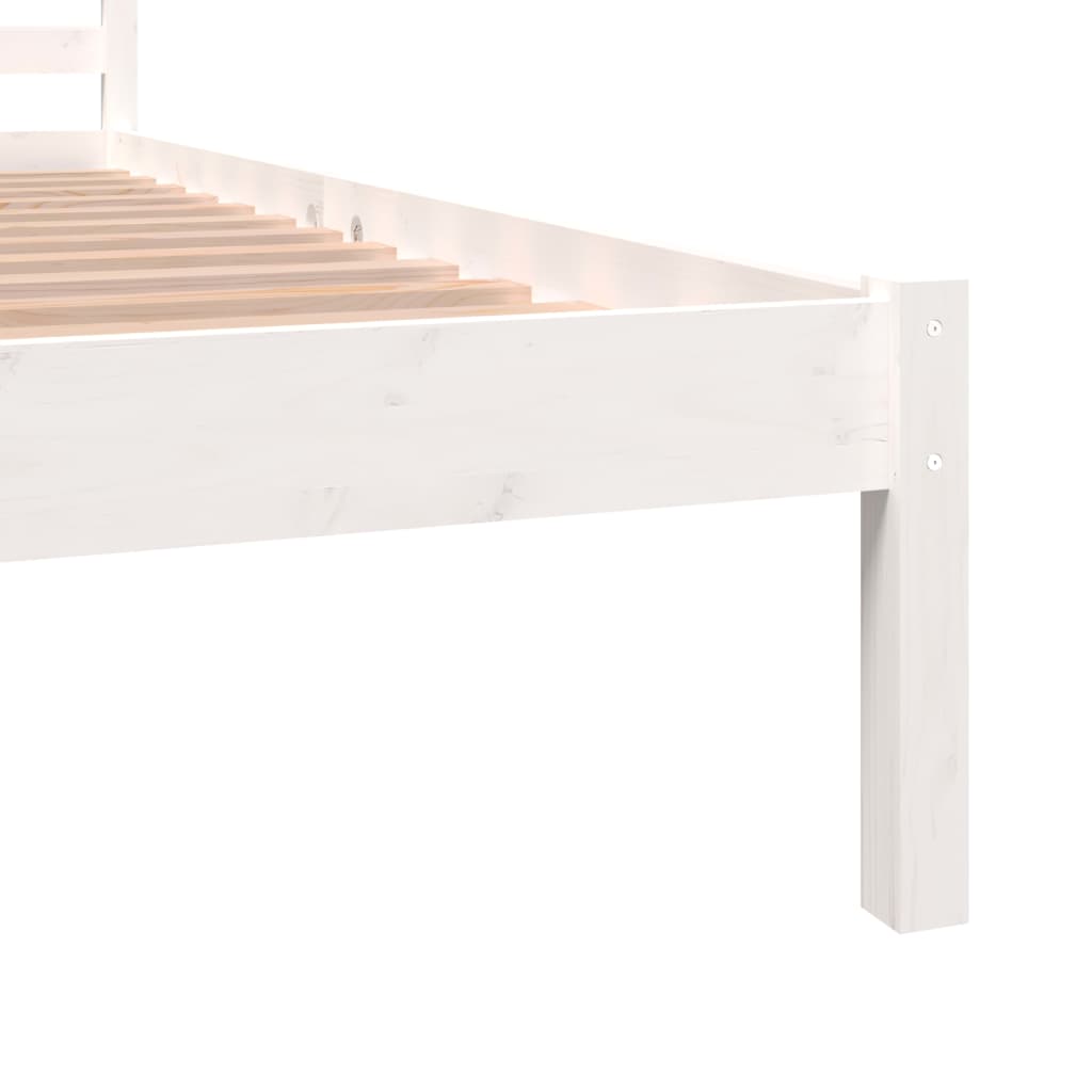 Cadru de pat dublu 4FT6, alb, 135x190 cm, lemn masiv de pin - Lando