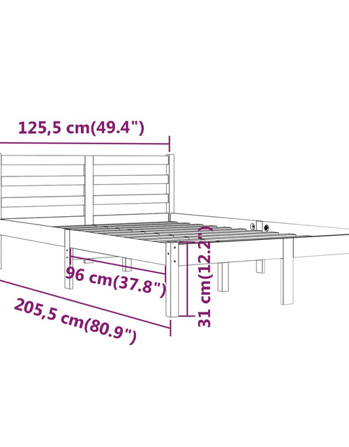 Загрузите изображение в средство просмотра галереи, Cadru de pat, 120x200 cm, lemn masiv de pin - Lando
