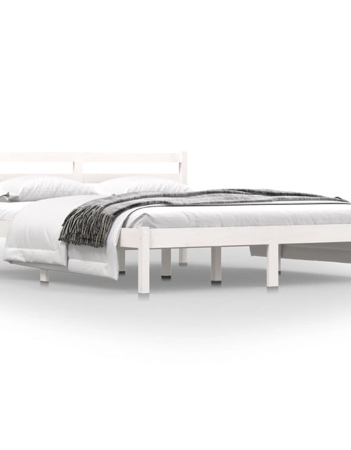 Încărcați imaginea în vizualizatorul Galerie, Cadru de pat King Size 5FT, alb, 150x200 cm, lemn masiv de pin - Lando
