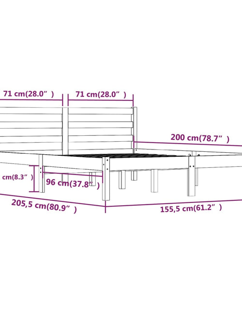 Încărcați imaginea în vizualizatorul Galerie, Cadru de pat King Size 5FT, maro, 150x200 cm, lemn masiv de pin - Lando
