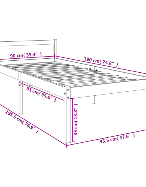 Încărcați imaginea în vizualizatorul Galerie, Cadru de pat single, alb, 90x190 cm, lemn masiv de pin - Lando

