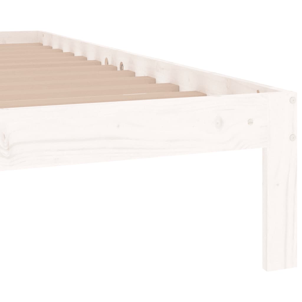 Cadru de pat mic single, alb, 75x190 cm, lemn masiv - Lando
