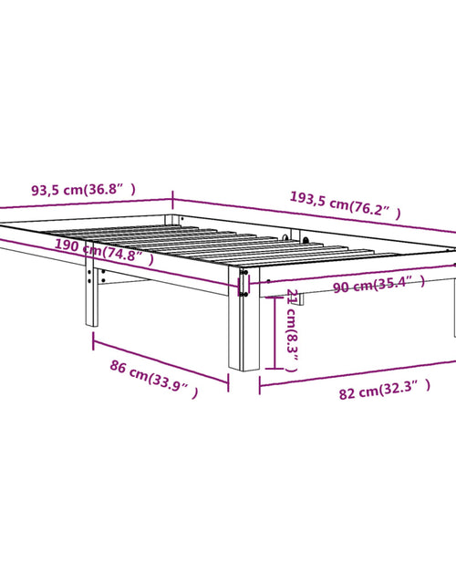 Încărcați imaginea în vizualizatorul Galerie, Cadru de pat single, alb, 90x190 cm, lemn masiv - Lando
