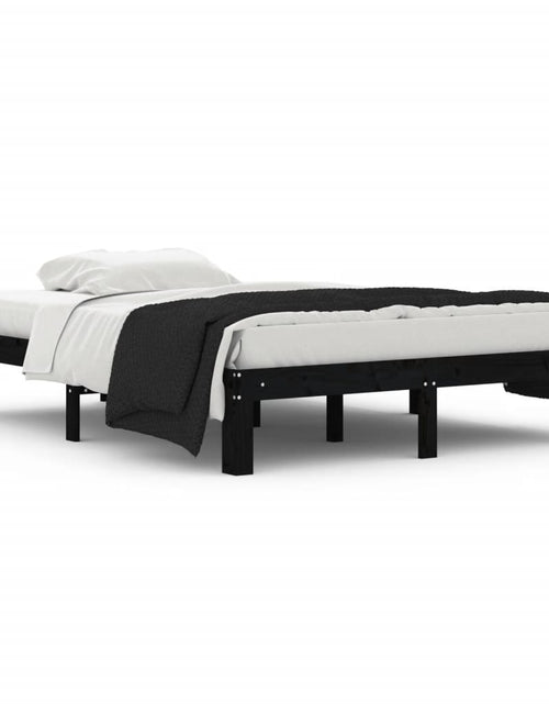 Încărcați imaginea în vizualizatorul Galerie, Cadru de pat dublu, negru, 135x190 cm, lemn masiv - Lando
