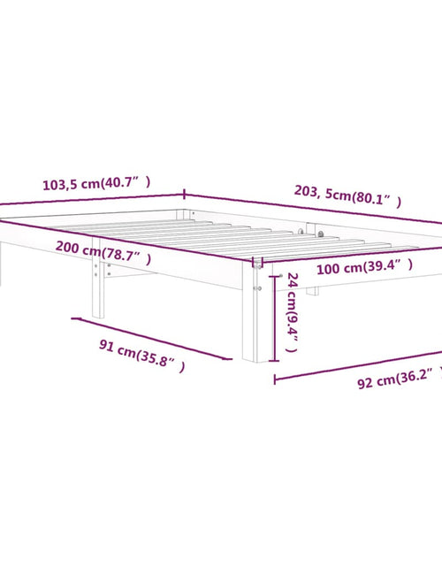 Încărcați imaginea în vizualizatorul Galerie, Cadru de pat, alb, 100x200 cm, lemn masiv de pin - Lando
