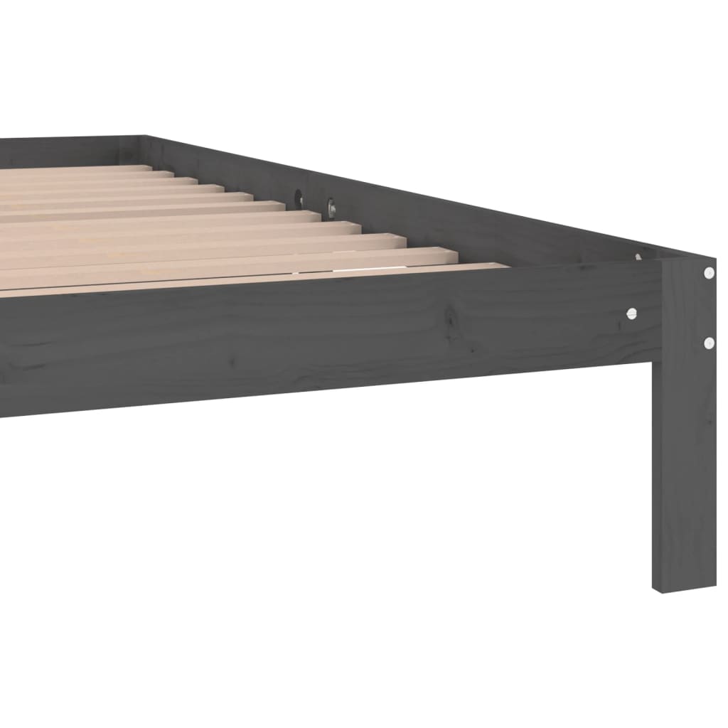 Cadru de pat, gri, 200x200 cm, lemn masiv de pin - Lando