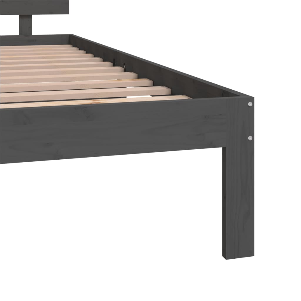 Cadru de pat dublu, gri, 135x190 cm, lemn masiv - Lando