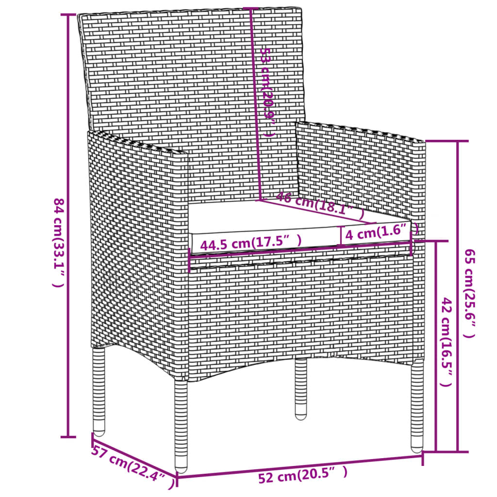 Set mobilier de grădină, 3 piese, poliratan - Lando