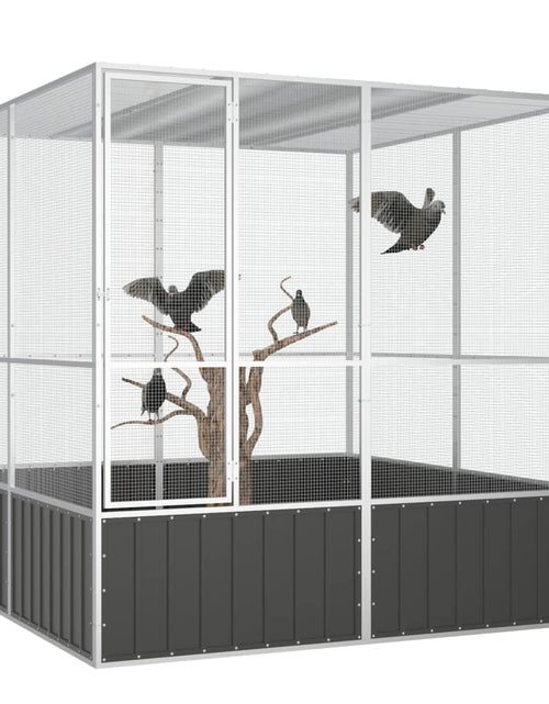 Încărcați imaginea în vizualizatorul Galerie, Colivie păsări antracit 213,5x217,5x211,5 cm oțel galvanizat Lando - Lando
