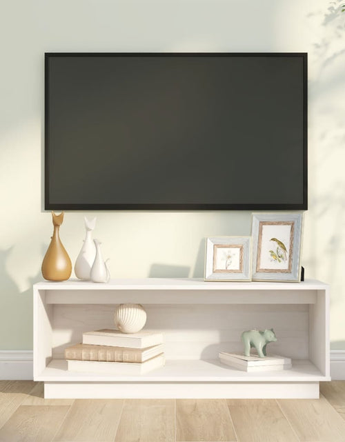 Загрузите изображение в средство просмотра галереи, Comodă TV, alb, 90x35x35 cm, lemn masiv de pin Lando - Lando
