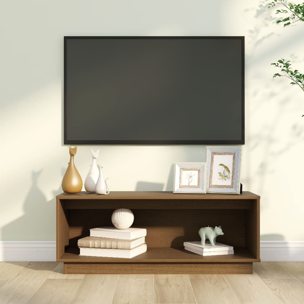 Comodă TV, maro miere, 90x35x35 cm, lemn masiv de pin Lando - Lando