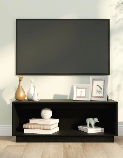 Загрузите изображение в средство просмотра галереи, Comodă TV, negru, 90x35x35 cm, lemn masiv de pin Lando - Lando
