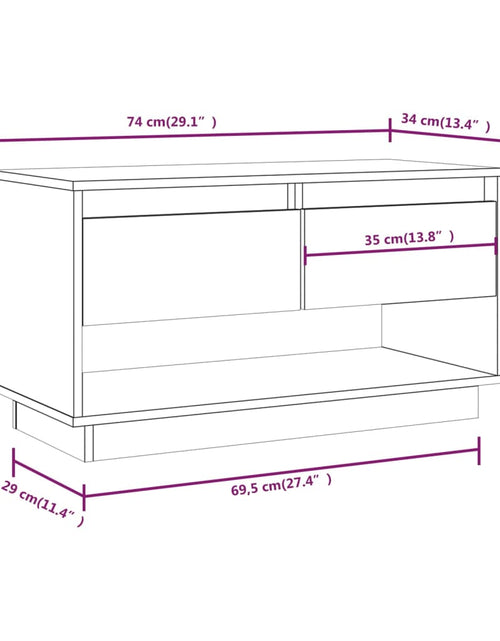 Încărcați imaginea în vizualizatorul Galerie, Comodă TV, alb, 74x34x40 cm, lemn masiv de pin Lando - Lando
