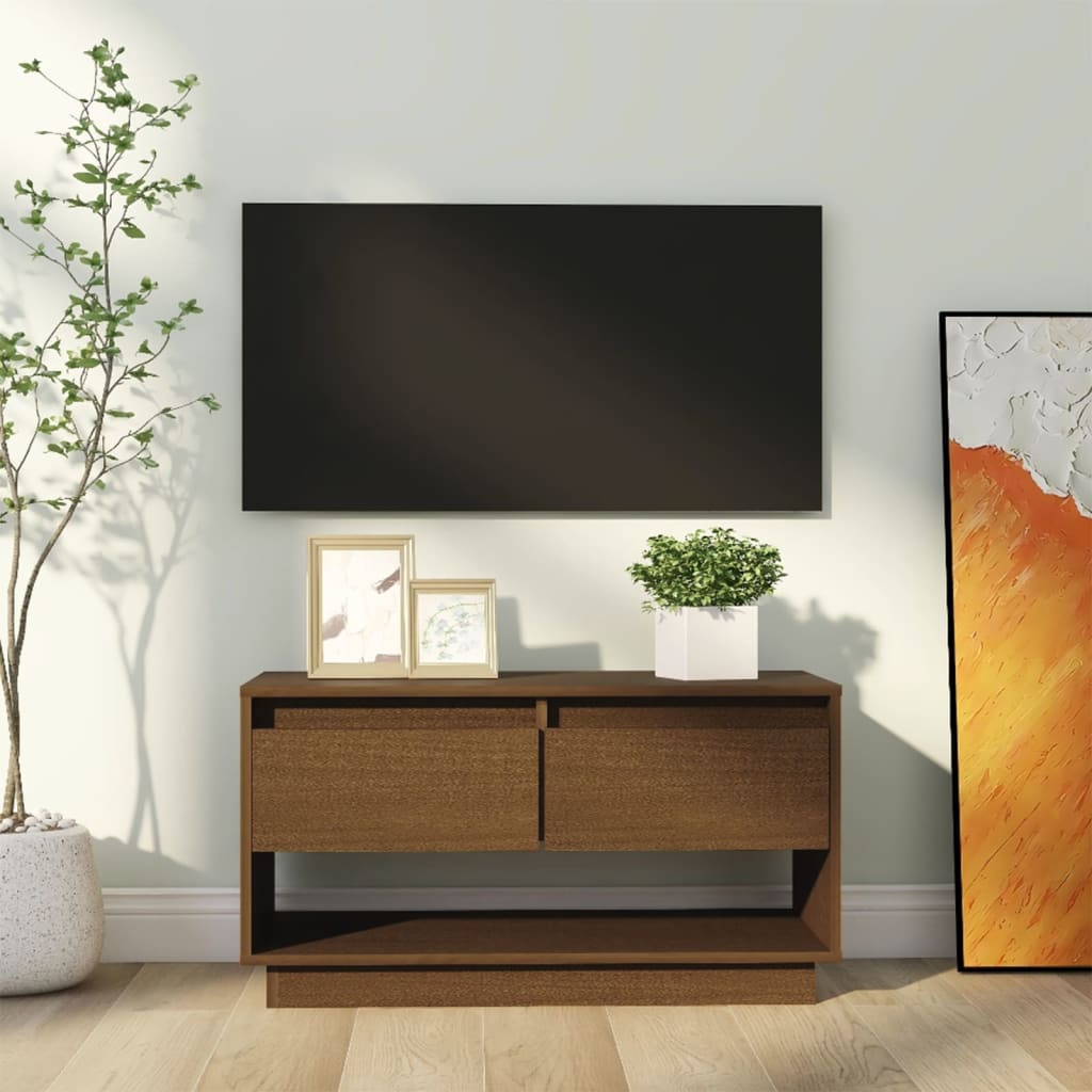 Comodă TV, maro miere, 74x34x40 cm, lemn masiv de pin Lando - Lando